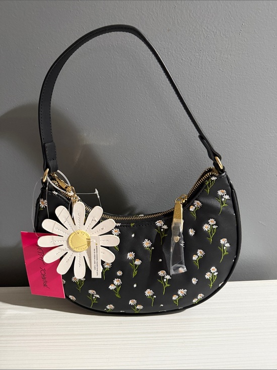 Betsey Johnson Handbags - Betsey Johnson shoulder bag embroidered daisy pattern and a flower charm.$108